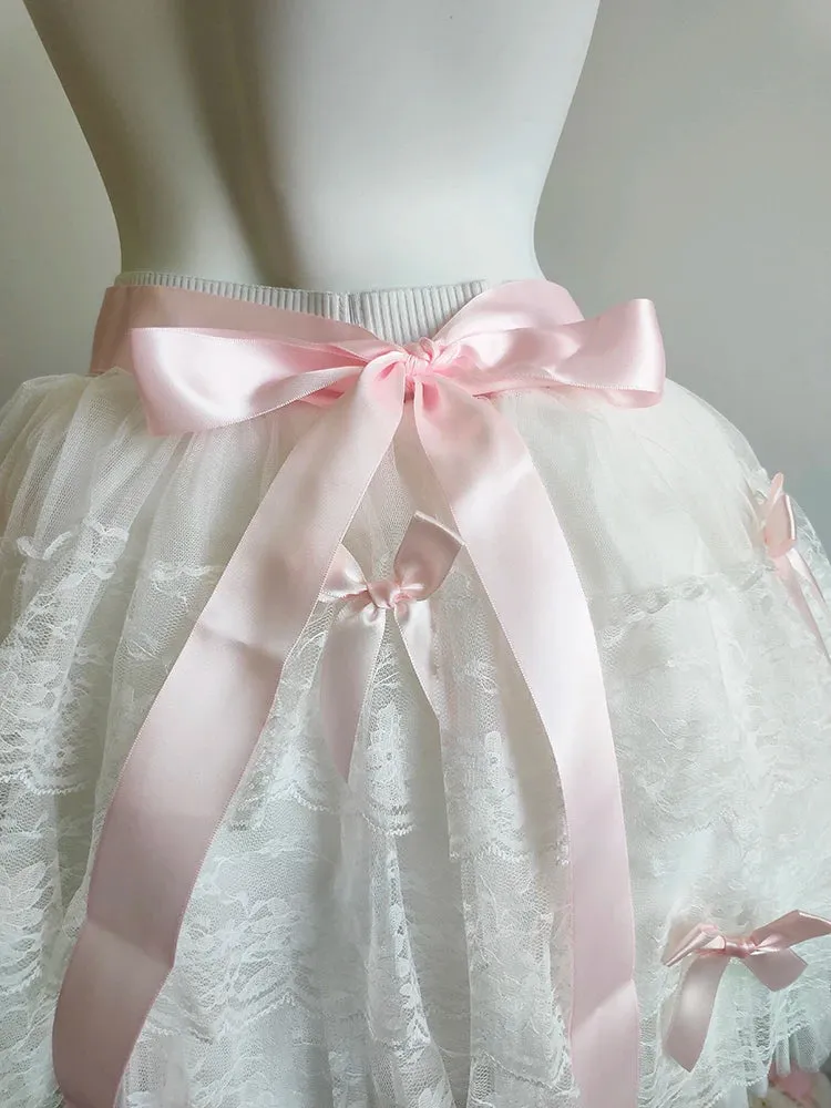 WinterLake Balletcore Princess Coquette Style Lace Skirt with Bows