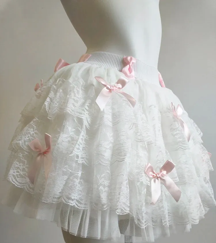 WinterLake Balletcore Princess Coquette Style Lace Skirt with Bows