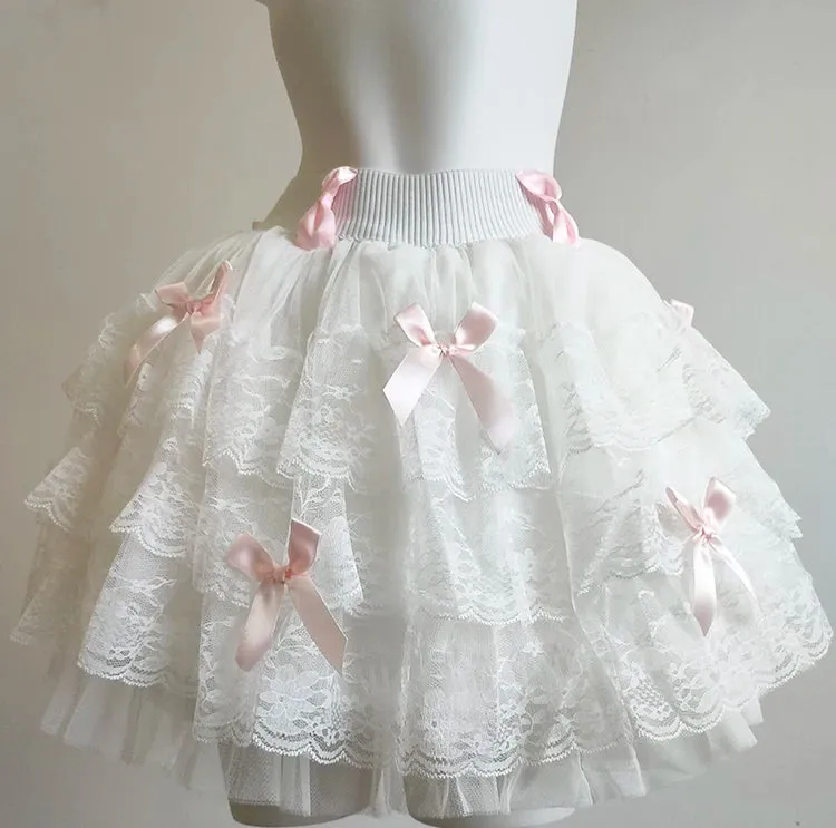 WinterLake Balletcore Princess Coquette Style Lace Skirt with Bows