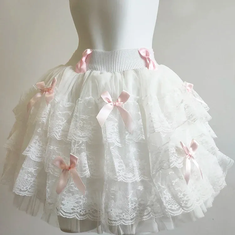 WinterLake Balletcore Princess Coquette Style Lace Skirt with Bows