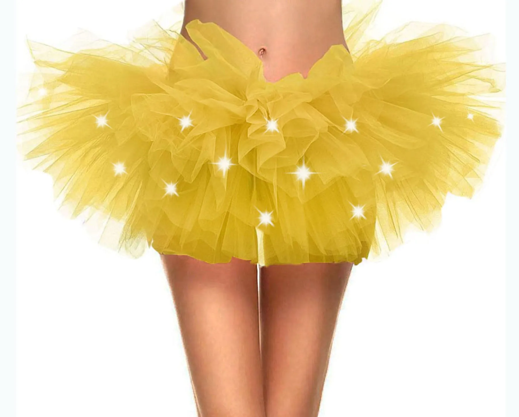 Women's Classic 5 Layered LED Light Up Neon Tulle Tutu Skirt