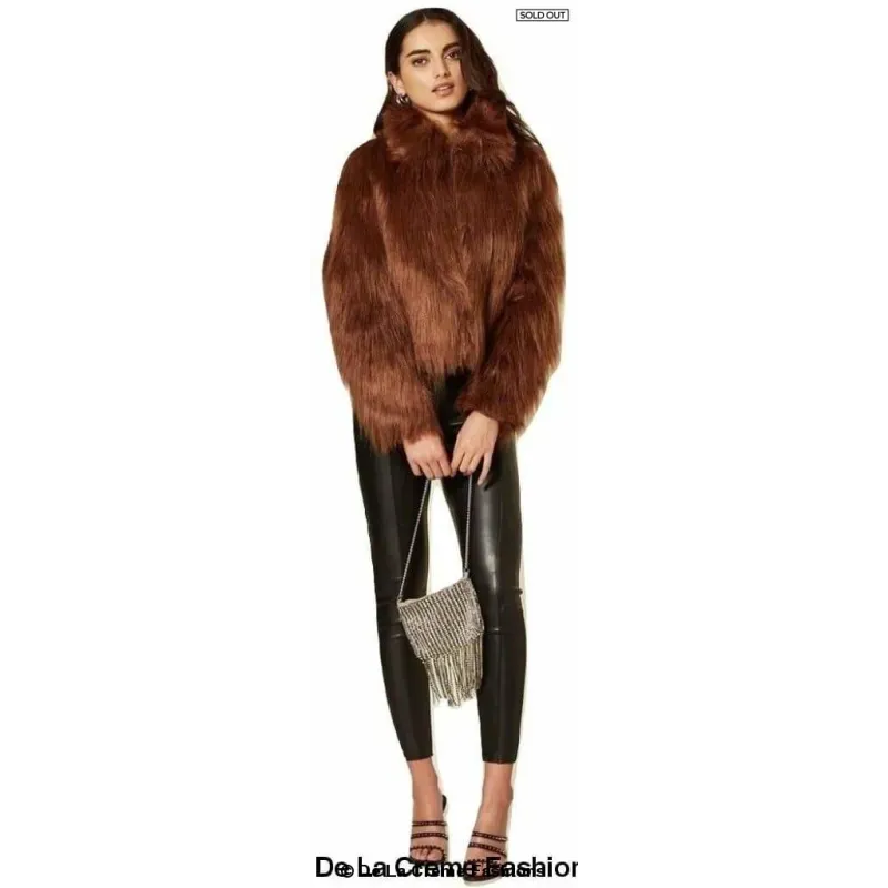 Womens Faux Fur Cropped Aviator Bomber