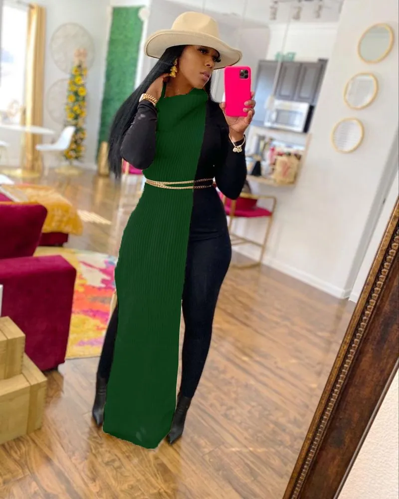Women’s Knitted Overlay Sweater Dress