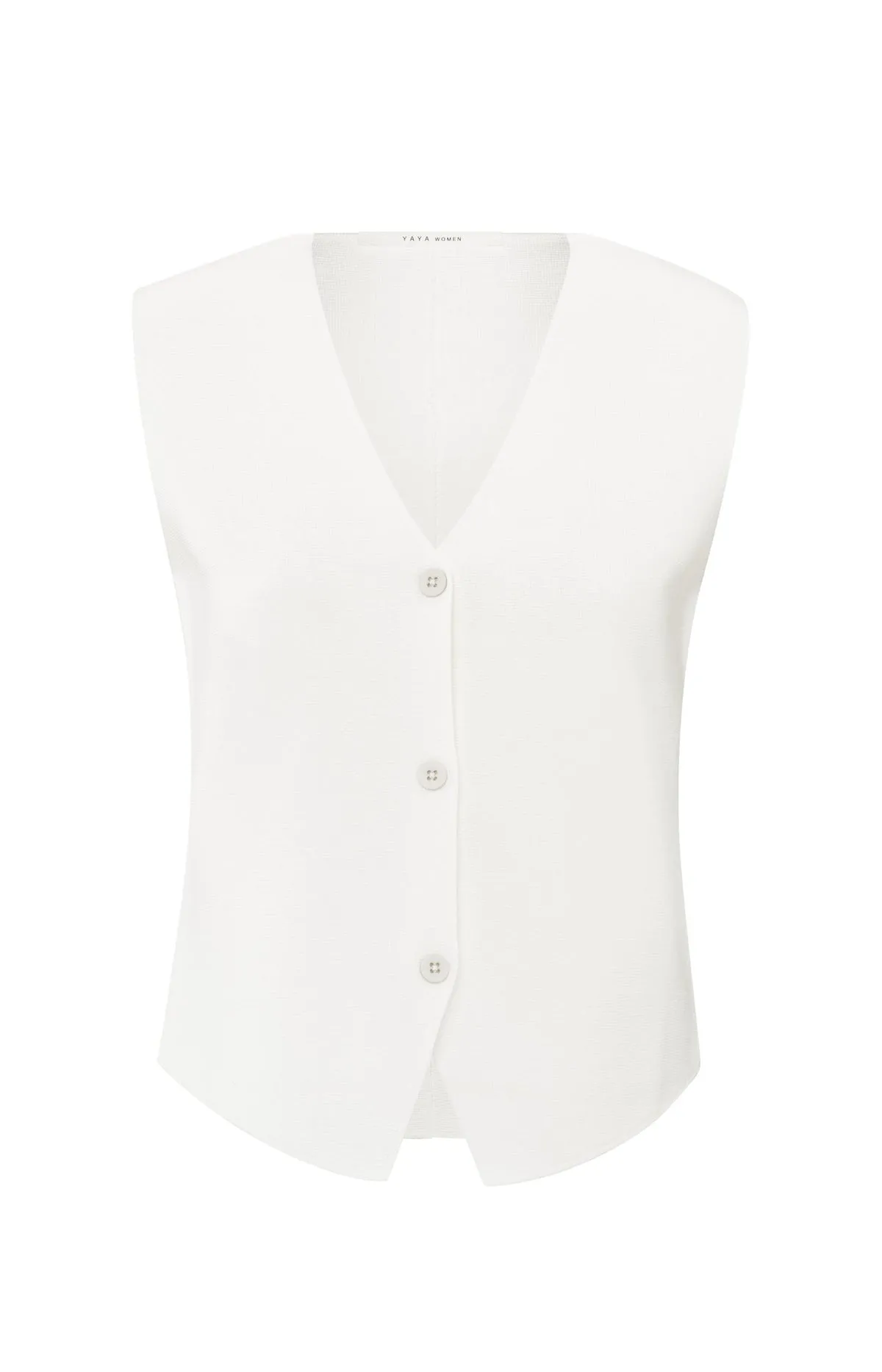 Yaya 01-010103-504 Fine knitted gilet v neck white  Sma