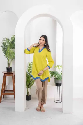 Yellow Cotton Kantha Combo Tunic