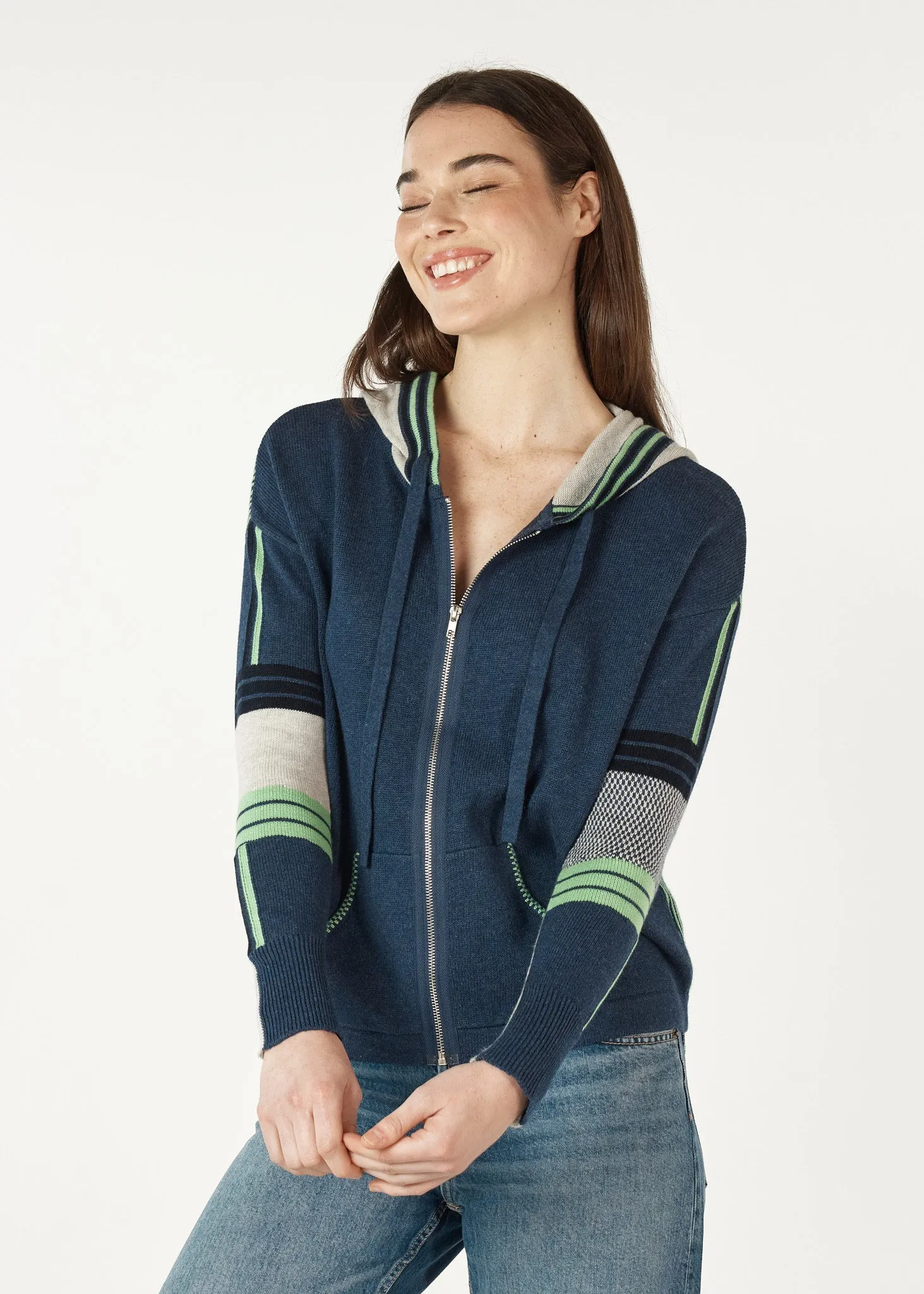 Zaket & Plover  -  Multi Medium Hoodie  -  Denim