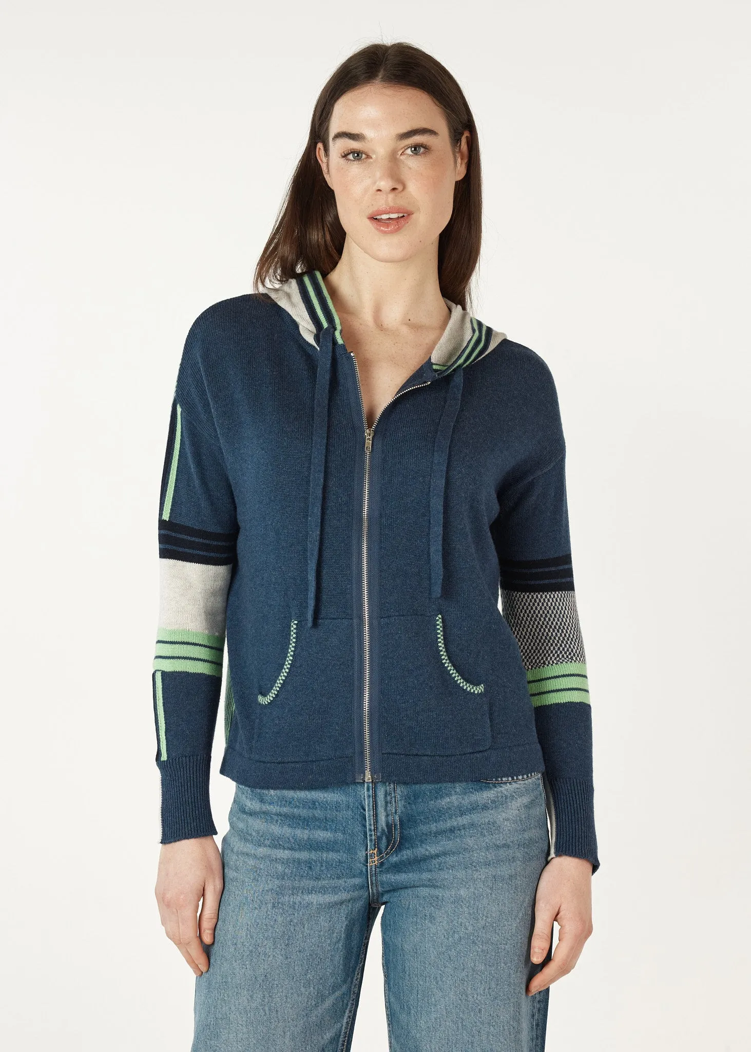 Zaket & Plover  -  Multi Medium Hoodie  -  Denim